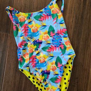 Floral/Polka dot Reversible One Piece Swimsuit